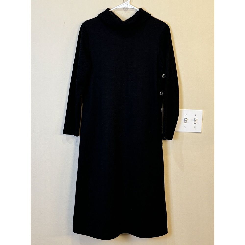 Vintage Sunshine Alley Black Women's Sweater‎ Dress Size 10 Button Accent